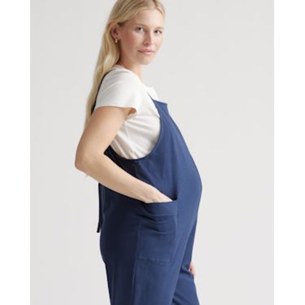 Quince Navy Blue Maternity Jumpsuit
